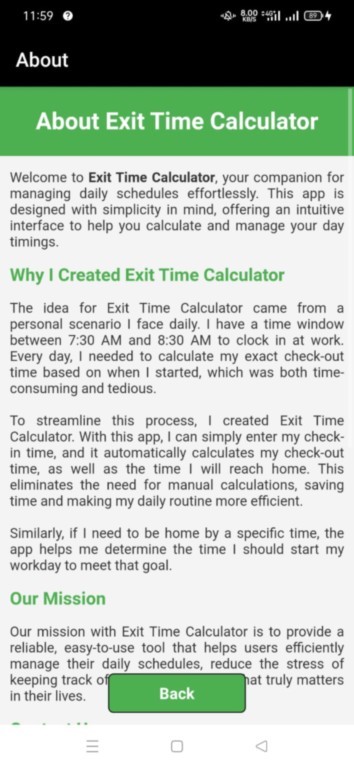 Exit Time Calculator